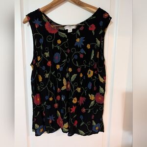 Josephine Chaus Bohemian Exotic Floral Vine Sleeveless Top Size 3
